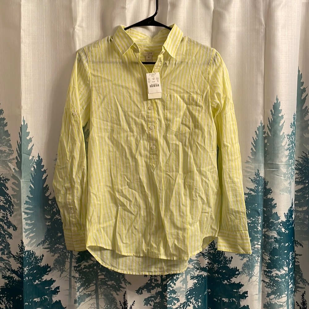 JCrew Factory Stripe Pocket Popover - Yellow - XS